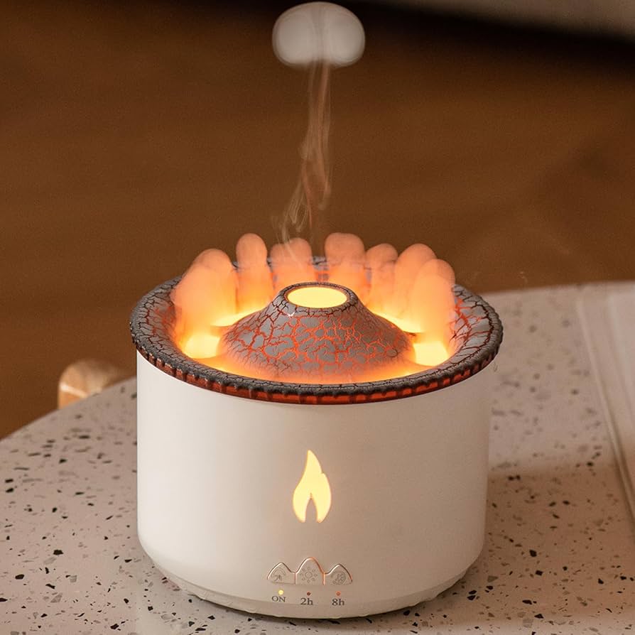 Oil Diffuser with Flame Light Cool Mist Humidifier with 2 Mist Modes Timer and Auto-Off Safety Protection Quiet Diffusers for Aromatherapy Essential Oil for Home Office SPA Yoga | Plastic