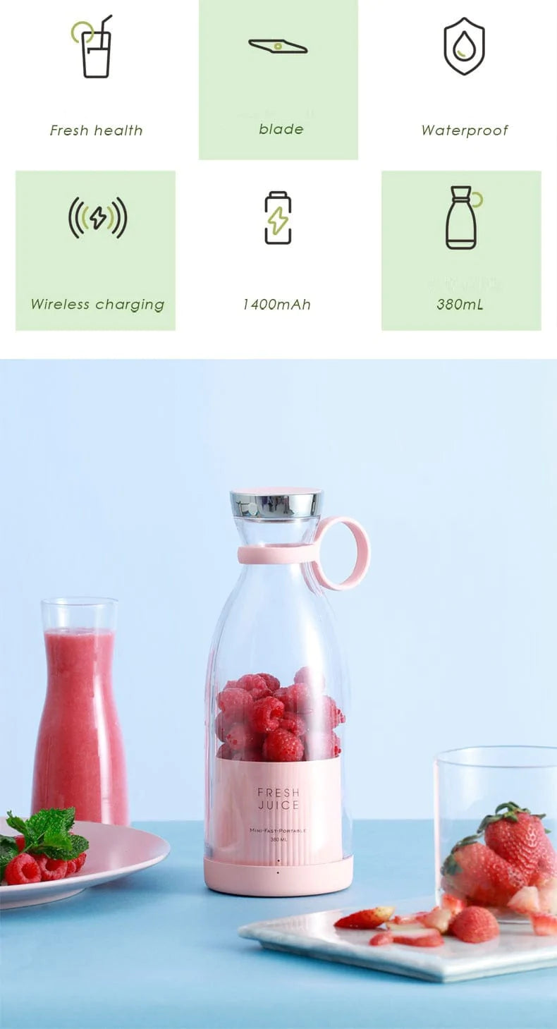 Home Basics Co. Portable Juicer Blender-350ml Mini Smoothie Makers, Multifunctional Personal Jug Blenders with USB Rechargeable, Washable Fruit Juice Mixer, Electric Juice Blender (ME )