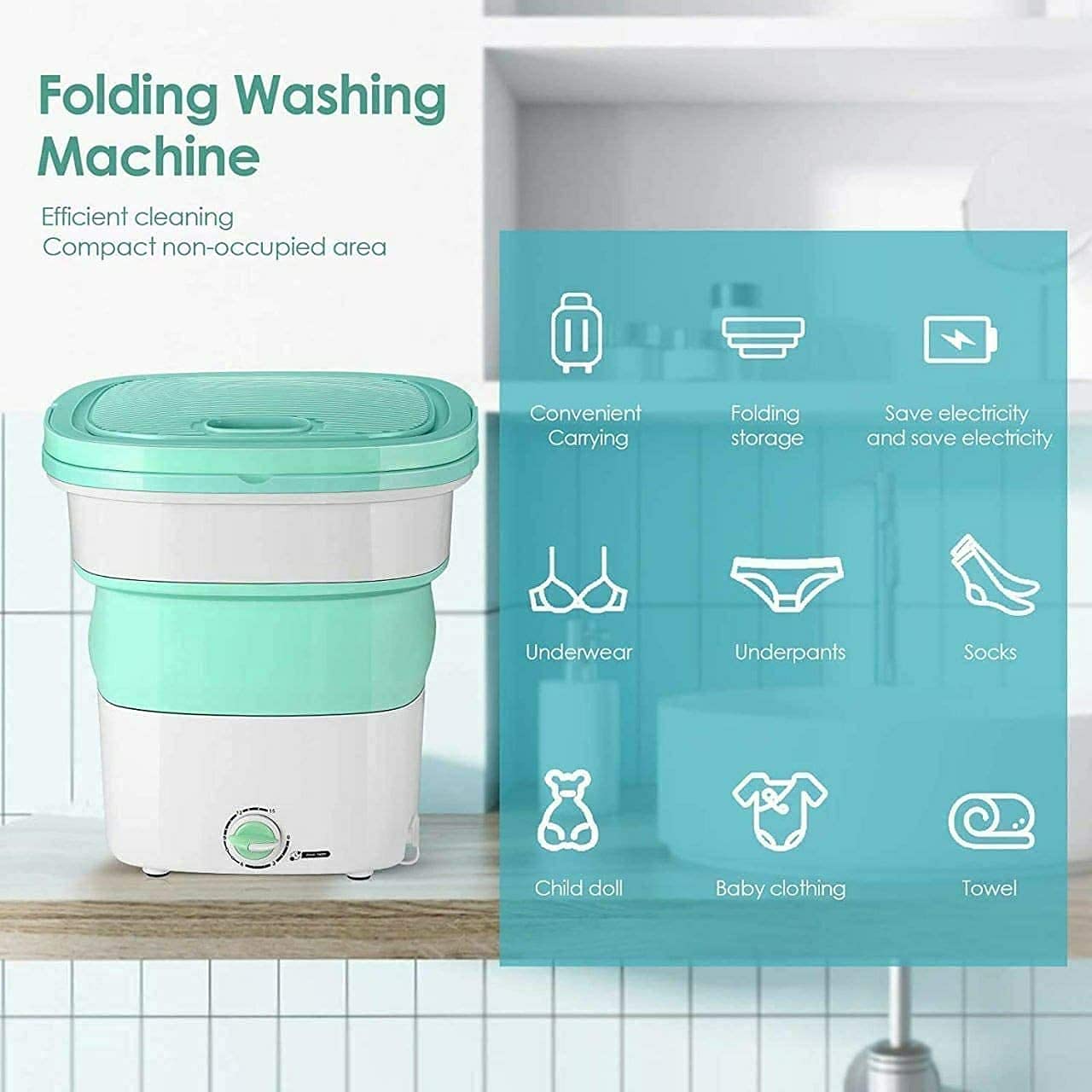 2 Kg Mini Folding Top Load Washing Machine Foldable Compact Small Automatic Cleaning Washer Portable Machine For Travel Home Business Trip