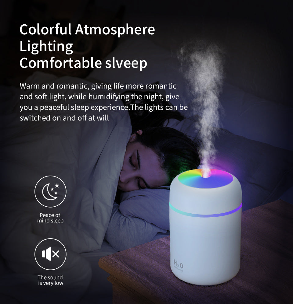 Home Basics Co. Cool Mist Humidifier & Aroma Diffuser: Enhance Your Environment with Colorful Ambient Lighting - Perfect for Home, Office, and Car - 1 Pack ( ME )