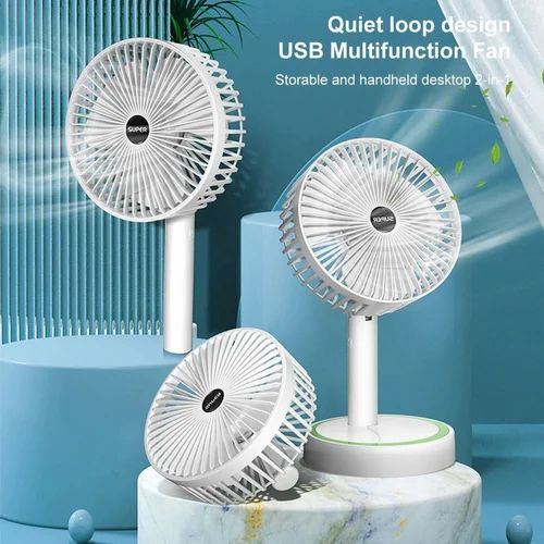 Portable Folding Fan, Rechargeable Standing Pedestal USB Fan, 3 Speeds, 2000mAh Battery Operated Fan for Home, Camping, Outdoor and Office, 6.5-Inch