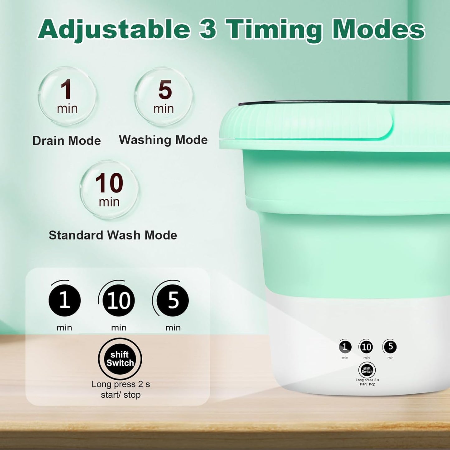 2 Kg Mini Folding Top Load Washing Machine Foldable Compact Small Automatic Cleaning Washer Portable Machine For Travel Home Business Trip