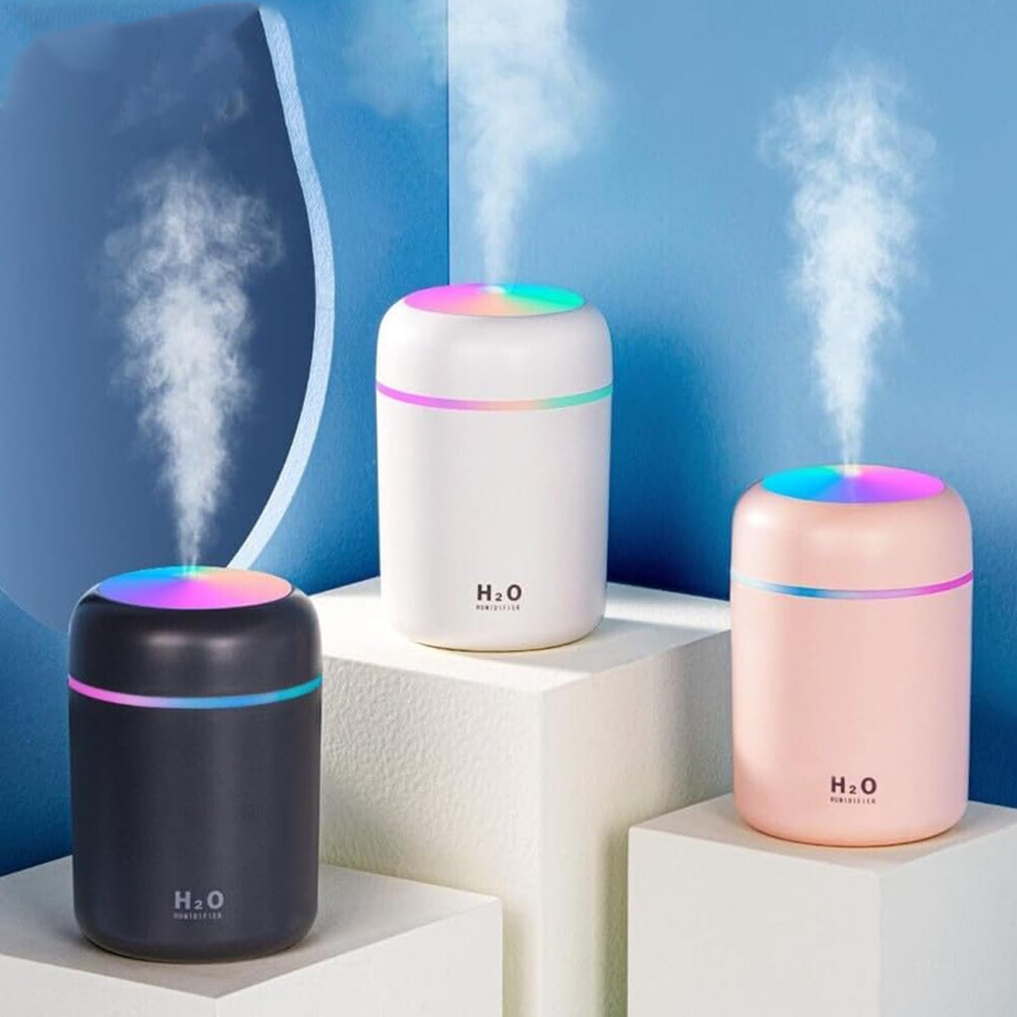 Home Basics Co. Cool Mist Humidifier & Aroma Diffuser: Enhance Your Environment with Colorful Ambient Lighting - Perfect for Home, Office, and Car - 1 Pack ( ME )
