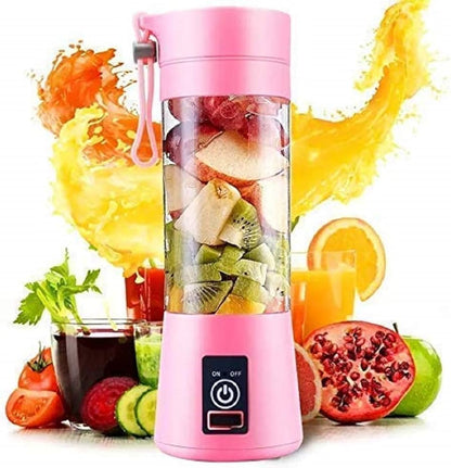 Portable Blender, Personal Mini Travel Electric Smoothie Blender Maker Fruit Juicer Cup, with 13oz Bottles, 6 Blades and USB Rechargeable Batteries for juice shakes and smoothies