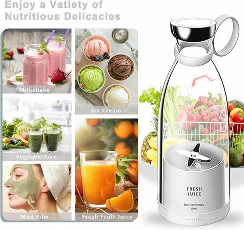 Home Basics Co. Portable Juicer Blender-350ml Mini Smoothie Makers, Multifunctional Personal Jug Blenders with USB Rechargeable, Washable Fruit Juice Mixer, Electric Juice Blender (ME )