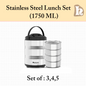 Tiffin Box for Office | Stainless Steel Lunch Box Set with 3 Containers | Multipurpose Steel Lunch Box with Silver Finish
