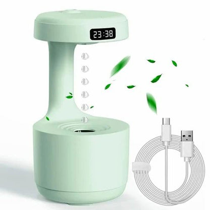 Anti-Gravity Water Droplet Cool Mist Humidifier with Light Mode, Shutdown Protection, USB Powered, White, 800ML, Automatic