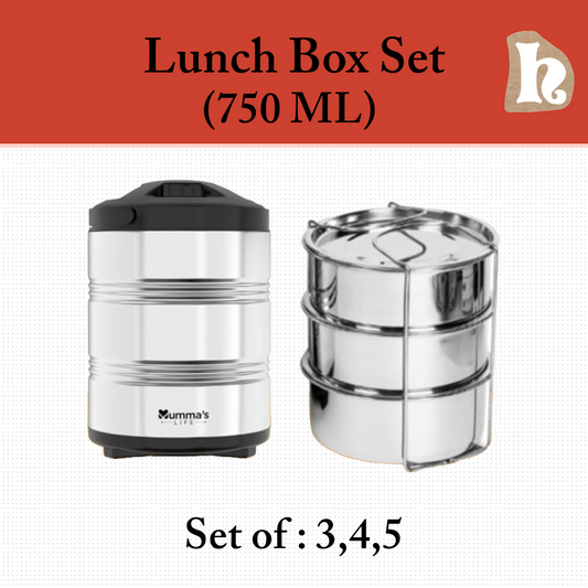 Tiffin Box for Office | Stainless Steel Lunch Box Set with 3 Containers | Multipurpose Steel Lunch Box with Silver Finish