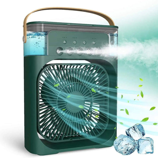 Portable Comfort Mini AC, Table Fan, Desk Fan with USB-Powered, 3 Speed Modes, Mist Function, 7 Colors LED Light, 1/2/3 H Timer - for Home_Multicolor