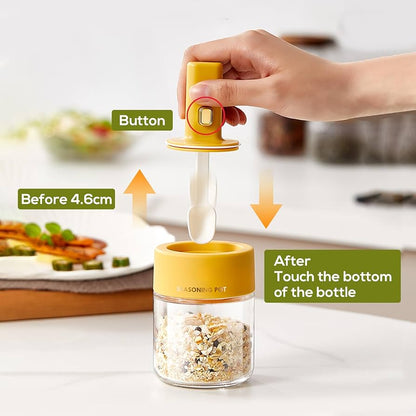 Condiment Jar, Water-Proof Spice Jars with LID Retractable Spoon, Heat-Resistant, Integrated Design for Storing Salt, Sugar, Peppers, Chili in Kitchen(size:250ml)